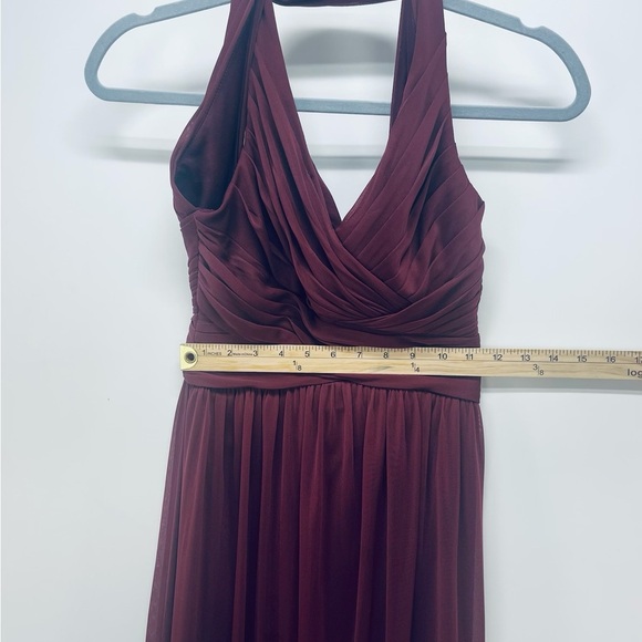 Davids Bridal Dress Size 0 Women’s Bridesmaid with Crisscross Back Burbundy - Picture 4 of 7